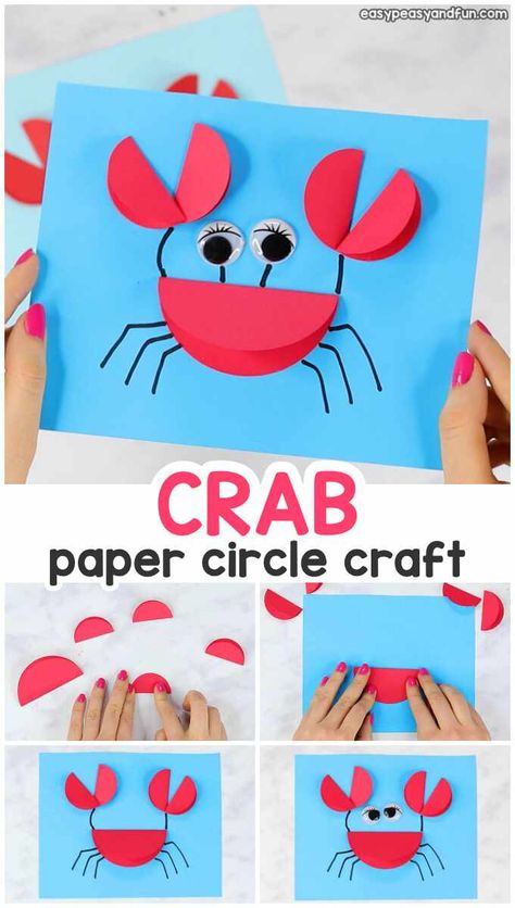 Crab Craft, Crab Crafts, Lion Craft, Thanksgiving Worksheets, Paper Circle, Circle Crafts, Frog Crafts, Craft Easy, Valentine Crafts For Kids