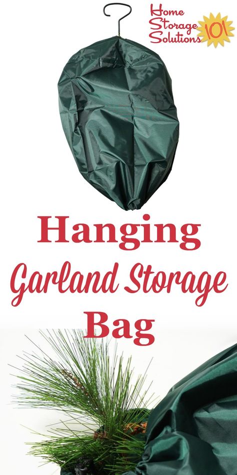 This hanging garland storage bag will keep your Christmas garland clean and untangled at the end of each holiday season until it is ready to get back out again the next year {on Home Storage Solutions 101} #ChristmasStorage #HolidayStorage #ChristmasOrganization Christmas Garland Storage Ideas, Garland Storage Ideas, Garland Storage, Holiday Organization Storage, Attic Storage Solutions, Apartment String Lights, Garage Tool Organization, Organized Lifestyle, Holiday Organization