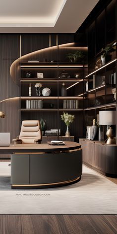 Ceo Desk Design Executive Office, Ceo Desk Design Luxury Modern, Manager Desk Design Offices, Office Desks Design, Apple Office Interior Design, Home Office With View, Fancy Office Ideas, Luxury Office Interior Modern, Sophisticated Office Design