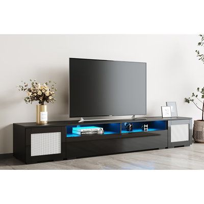 Rattan Style, Wood Tv Console, Tv Console Table, Floating Tv Stand, Led Color Changing Lights, Tv Stand Wood, Modern Tv Stand, Tv Stands And Entertainment Centers, Modern Tv