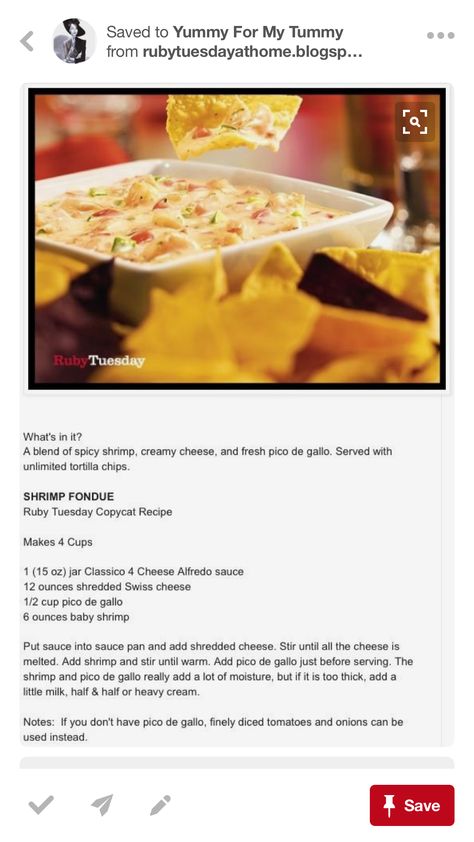 Shrimp Fondue Recipe, Shrimp Fondue, Appetizers Shrimp, Ruby Tuesday Recipes, Fondue Recipes Meat, Unique Pasta Salad, Restaurant Copycat Recipes, Fondue Recipe, Recipes Shrimp