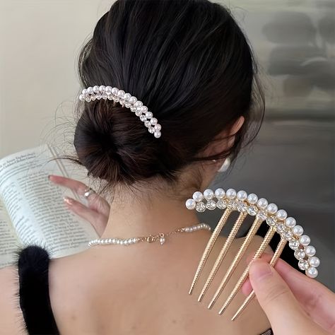 Faster shipping. Better service Elegance Hair, Pearl Hairpin, Hair Accessories Bun, Side Comb, Pearl Hair Combs, Rhinestone Hair Comb, Rhinestone Hair Pin, Elegant Hair, Pearl Hair Pins