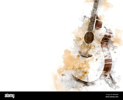 Download this stock image: Abstract colorful Guitar in the foreground on Watercolor painting background and Digital illustration brush to art. - P8MABW from Alamy's library of millions of high resolution stock photos, illustrations and vectors. Guitar Watercolor Painting, Paint Brush Wallpaper, Watercolor Guitar, Guitar Watercolor, Guitar Background, Guitar Art Painting, Watercolor Painting Background, Colorful Guitar, Mickey Bebe