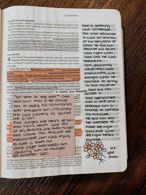 Bible Journaling Highlighting, Genesis Annotations, Highlighted Bibles, Genesis 4 Bible Journaling, Genesis 3 Bible Journaling, Genesis Bible Study Notes, Genesis Bible Journaling Notes, Genesis Bible Journaling, Bible Annotations