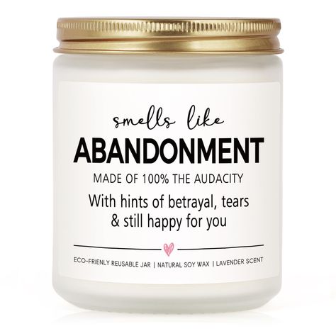 PRICES MAY VARY. COWORKERS LEAVING GIFTS: For someone who becomes your best friends in workplace, they will be glad and surprised to have this funny goodbye gift telling them how unique and irreplaceable they mean to you, farewell gifts like this will be appreciated immensely by your friends FAREWELL GIFTS FOR COWORKERS: This “smells like abandonment” candle is a fun gift idea for best friend, coworker, colleague, work bestie, work bff, boss, employee, supervisor, retired people, or anyone who i Diy Gifts For Coworkers Leaving, Goodbye Colleague Gift, Coworkers Last Day Of Work Ideas, Goodbye Coworker Party Ideas, We Will Miss You Party Ideas, Colleague Gift Ideas, Last Day Of Work Gift For Coworkers, Goodbye Party Ideas Work, Farewell Gift Ideas For Friends