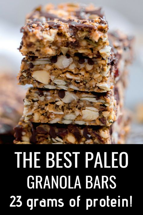 Sugar Free Granola Bars, Paleo Granola Bars, Gluten Free Granola Bars, Paleo Protein Bars, Gluten Free Protein Bars, Protein Granola Bars, Granola Bars Recipe, Sugar Free Granola, Paleo Bars