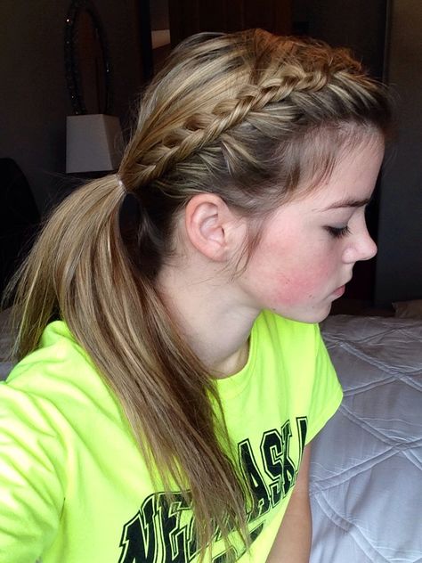 Braided ponytail Poof Hairstyle, Two Braided Ponytails, Hair Poof, Braided Ponytails, Softball Hair, Cute Hairstyles Updos, Soccer Hairstyles, Low Ponytail Hairstyles, Tan Skin Blonde Hair