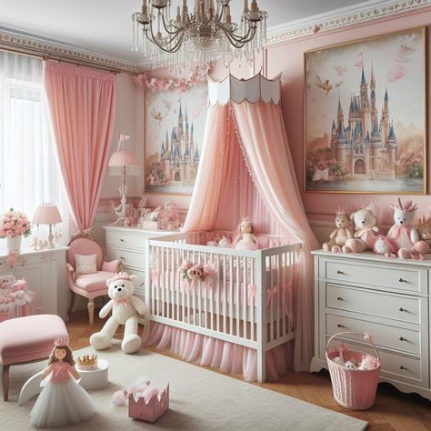 Sleeping Beauty Nursery, Royal Baby Rooms, Princess Nursery Theme, Princess Nursery Room, Twin Baby Rooms, Twin Girls Nursery, Toddler Bedroom Decor, Princess Room Decor, Girl Nursery Themes