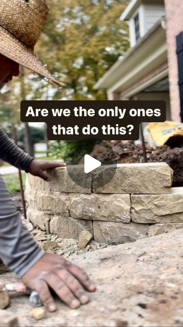 The Green Tree on Instagram: "What do y’all think?  Is this overkill?  #landscape #concrete #quickcrete #stonework #howto #business #construction #hardscape #backyard #reel #flowerbed #diy" Paver Flowerbeds, Retaing Wall Ideas Diy Concrete, Diy Hardscape Backyard, Bricks Around Tree, Pavers Around Tree, Hardscape Ideas Backyard, Backyard Hardscape Ideas, Concrete Pavers Diy, Mountain Diy