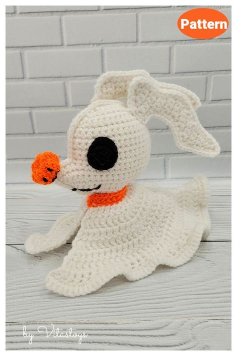 Zero From Nightmare Before Christmas Crochet Pattern, Zero Ghost Dog Crochet Pattern, Ghost Hat Crochet Pattern, Disney Halloween Crochet Patterns, Free Zero Crochet Pattern, Zero Dog Crochet Pattern Free, Crochet Ghost Hat Pattern Free, Free Crochet Pattern For Halloween, Crochet Zero Nightmare Before Christmas Free Pattern