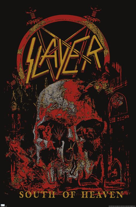 PRICES MAY VARY. This Trends Slayer - South Of Heaven Wall Poster uses high-resolution artwork and is printed on PhotoArt Gloss Poster Paper which enhances colors with a high-quality look and feel High-quality art print is ready-to-frame or can be hung on the wall using poster mounts, clips, pushpins, or thumb tacks Officially Licensed wall poster Easily decorate any space to create the perfect decor for a party, bedroom, bathroom, kids room, living room, office, dorm, and more Perfect size for South Of Heaven, Metal Room, Wall Poster Prints, Barn Wood Frames, Rock Posters, Trends International, Band Posters, Wall Poster, Room Posters