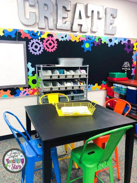 How Do You Start Back to School? Stem Classroom Decor, Neon Classroom, Steam Classroom, Space Classroom, Science Classroom Decorations, Stem Classes, Stem Elementary, Stem Lab, Stem Classroom