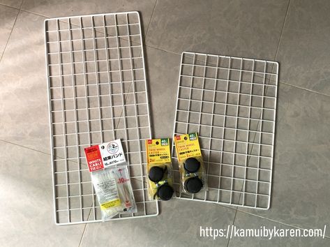 DIY Wire Mesh Shelf Storage, Easy & Cheap | Daiso Wire Storage Cubes, Wire Mesh Basket, Wire Grid Cube Storage Ideas, Wire Storage Cubes Ideas, Diy Shelf Dividers, Shelf Dividers Diy, Wire Shelf Makeover, Shoe Shelf Diy, Craft Table Display