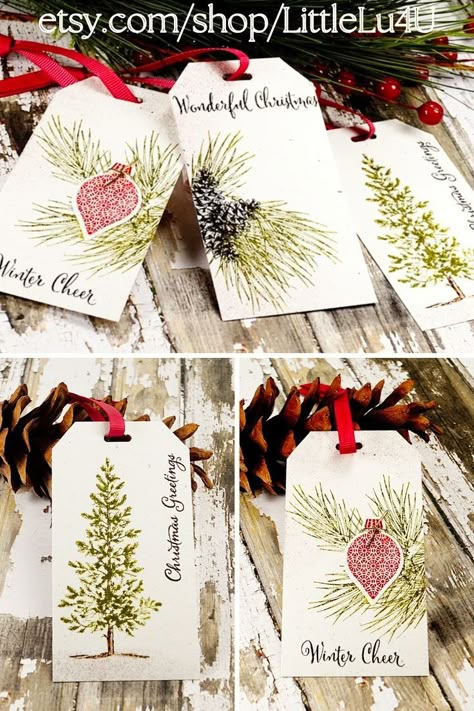 Wine Tags Diy, Handmade Christmas Gift Tags, Christmas Present Tags, Wine Bottle Gift Tags, Present Tags, Bottle Gift Tags, Christmas Tree Gift Tags, Designer Paper Cards, Christmas Gift Tags Diy