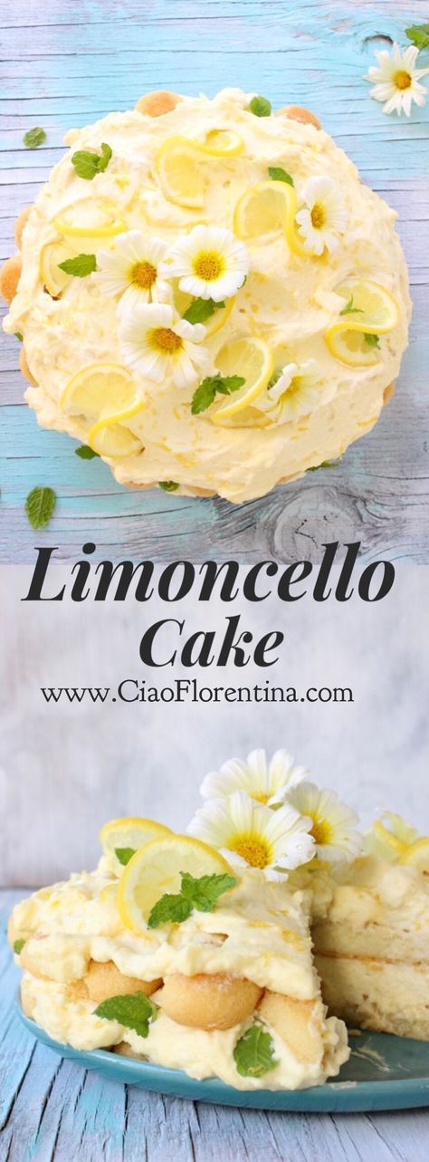 Limoncello Cake Recipe, Limoncello Cake, Lemon Tiramisu, Whipped Mascarpone, Lady Fingers, Lemon Desserts, Lemon Recipes, Cannoli, Lemon Cake