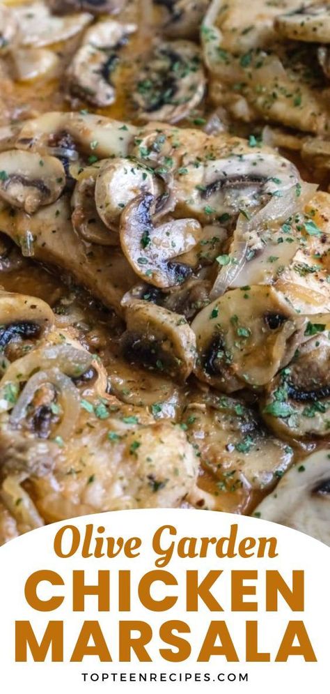 Olive Garden Chicken Marsala Recipe, Chicken Marsala Recipe, Olive Garden Chicken, Marsala Recipe, Olive Garden Recipes, Marsala Chicken Recipes, Chicken Recipies, Marsala Wine, Copykat Recipes