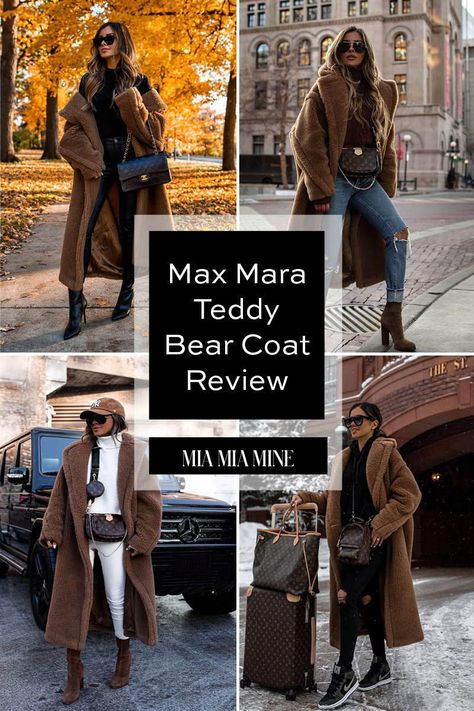 Today, I'm reviewing the single best designer piece in my fall and winter wardrobe: the Max Mara Teddy Bear Coat. With its lofty cocoon shape, natural fibers and toasty pockets, it feels a like blanket in the thick of winter – definitely the coziest coat I’ve ever worn. Head to my blog to see whether this shearling coat is worth the splurge and for some budget-friendly alternatives. #falloutfit #style #womensfashion #ootd Max Mara Teddy Bear Coat, Max Mara Teddy Coat Street Styles, Teddy Coats For Women, Max Mara Teddy Coat Outfit, Teddy Bear Coat Outfit Winter, Teddy Coat Street Style, Teddy Coat Outfit Winter, Mothers Jeans, Teddy Bear Coat Outfit