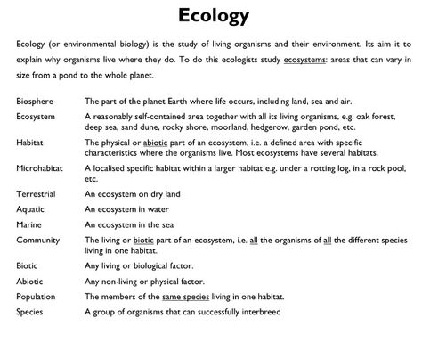 Ecology definitions. Biology Ecology Notes, Ecology Notes College, Ecology Study Notes, Ecology Revision, Ecology Notes, Ecology Study, Marine Ecology, Protein Biology, Igcse Biology