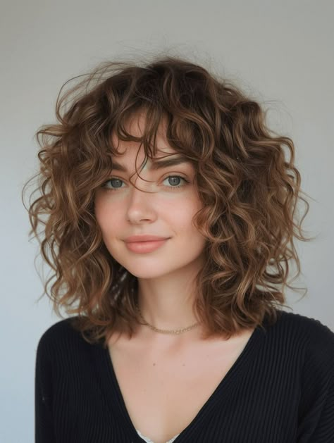 curly hair on women really attractive and sexy.Unlock the Secrets to Your Perfect Curly Haircut! Expert Tips for Gorgeous Curls. Curly Bob Face Framing Layers, Curly Hair Shoulder Length Bangs, Medium Hairstyle Women Wavy, Lob With Curtain Bangs Curly Hair, Layers Medium Curly Hair, Medium Haircut With Volume, Short Curly Vintage Hair, Curly Hair Long Bob Haircut, Hair Cuts Trends 2024