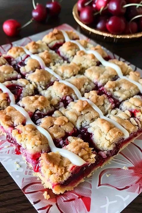 Cherry Pie Squares with Crumb Topping - An Organized Chaos Martha Stewart Sour Cherry Crumble Bars, Sheet Pan Cherry Pie Bars, Crumb Top Cherry Pie, Mini Cherry Crumb Pies, Sour Cream Cherry Pie, Cherry Pie Squares, Cherry Streusel Pie, Individual Cherry Pies, Cherry Baking Recipes