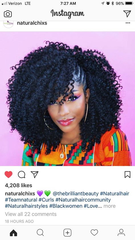 Crochet style Crochet Braids Natural Hair, Natural Hair Protective Hairstyles, Hair Protective Hairstyles, Updo Cabello Natural, Braids Natural Hair, Curly Crochet Hair Styles, Side Braid Hairstyles, Protective Hairstyles For Natural Hair, African Hair Braiding Styles