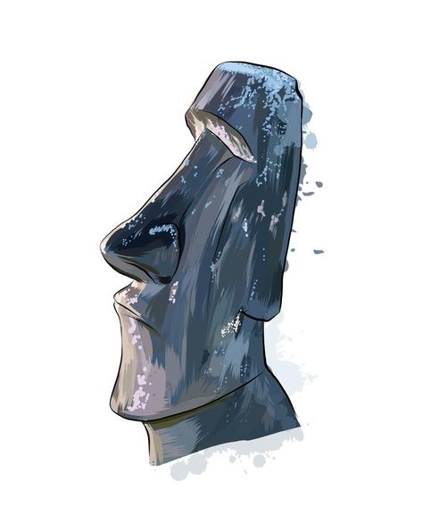 Easter Island Drawing, Moai Statues Drawing, Easter Island Statues Drawing, Moai Drawing, Island Drawing, Moai Statues, Easter Island Heads, Easter Island Statues, Drawing Realistic