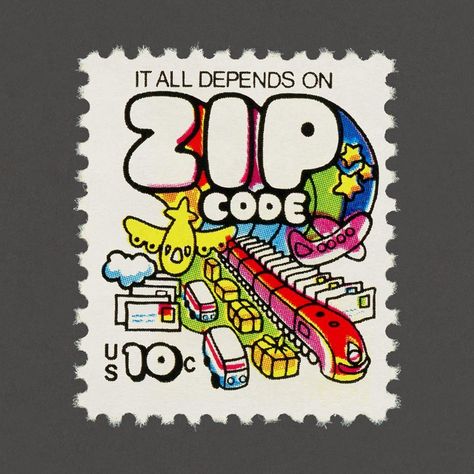 Zip Code Introduction. USA, 1974. Design: Randall McDougall. #graphilately #mnh #graphiUSA Postage Stamp Art, Vintage Postage Stamps, Vintage Postage, Small Pictures, Postal Stamps, Vintage Stamps, Postage Stamp, Zip Code, Stamp Collecting