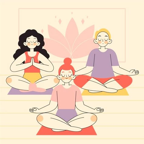 People Meditating, Organic Illustration, Yoga Background, Happy Yoga Day, Yoga Drawing, Yoga Illustration, Happy Yoga, Yoga Poster, Corporate Art