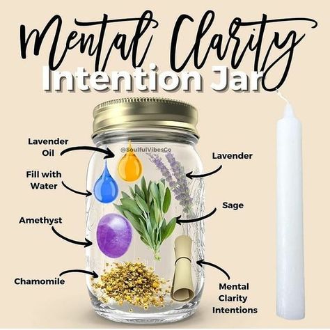 @mysticwitchofthemoon on Instagram: “Mental clarity spell jar by @soulfulvibesco rosemary can substitute any herb . . #witchy #witchesofinstagram #wiccansofinstagram #witchlife…” Concentration Spell Jar, Mental Clarity Spell Jar, Hex Jar Spell, Clarity Spell Jar, Intuition Spell Jar, Clarity Spell, Intention Jars, Types Of Witches, Cosmic Witch