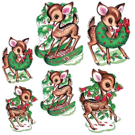 Beistle Vintage Set of 6 Reindeer Cut Out Christmas Figures 20054 Holiday Tattoo, Hosting Christmas Party, Vintage Christmas Party, Classroom Christmas Decorations, Party Wall Decorations, Christmas Decorations Apartment, Paper Christmas Decorations, Christmas Pink, Christmas Decorations Bedroom