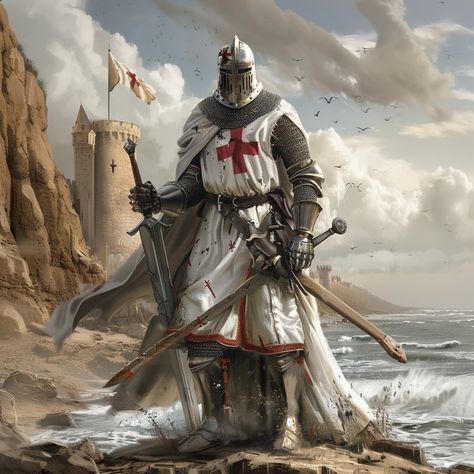 In 1307 the once-mighty Knights Templar found themselves in a desperate struggle for survival. Accused of heresy and blasphemy by the Pope and the King of France, they were hunted down, arrested, and tortured. When their grand master was burned at the stake, the order seemed doomed to extinction. But, a glimmer of hope emerged: The Portuguese king, Denis I, a relative of a prominent templar himself, negotiated a secret deal that would allow the Templars to continue their operations in Portu... Knights Templar Symbols, Mighty Knight, Burned At The Stake, Temple Knights, Templar Knights, Roman Gladiators, Glimmer Of Hope, Crusader Knight, Historical Warriors