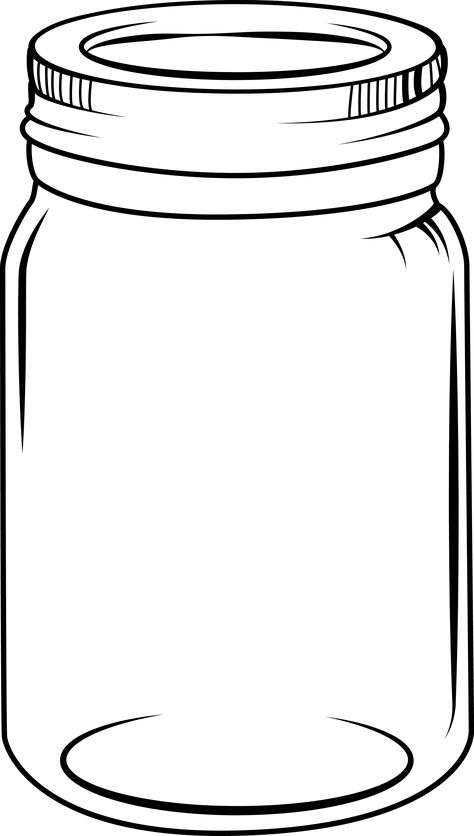 Mason Jar Coloring Page, Jar Coloring Page, Mason Jar Printables, Mason Jar Clip Art, Jar Drawing, Jar Clipart, Bratz Coloring, Big Jar, Pencil Drawings For Beginners