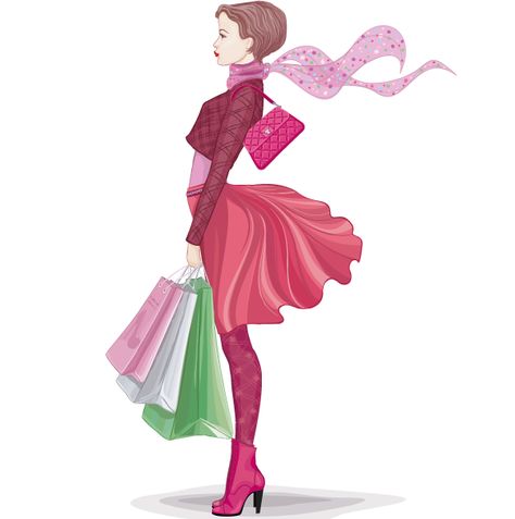 Chica moderna de compras, imagen vectorial. Altered Canvas, Fashion Vector, Woman Design, Scrapbook Clipart, Shop Till You Drop, Photo Background Images, Illustration Girl, Canva Design, Couple Cartoon