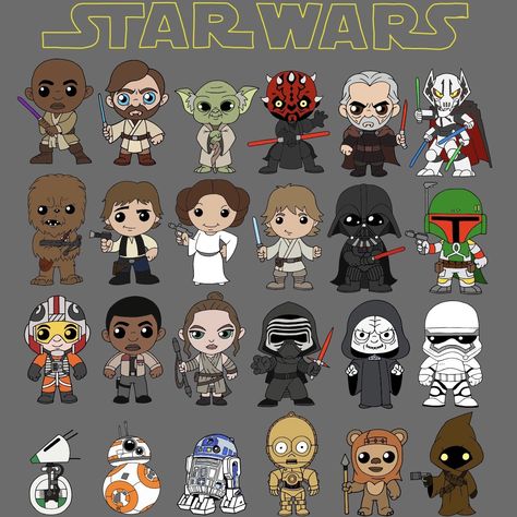 Chibi Star Wars, Star Wars Classroom, Dibujo Simple, Star Wars Crafts, Star Wars Character, Ghost Tattoo, Star Wars Decor, Star Wars Characters Pictures, Office Decorating