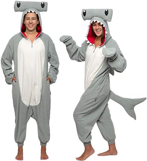 Amazon.com: Funziez! Hammerhead Shark Pajamas - One Piece Cosplay Costume: Clothing Shark Onesie, Shark Pajamas, Shark Costumes, Pajama Costume, Onesie Costumes, Animal Onesie, Animal Pajamas, Suit Costume, Union Suit