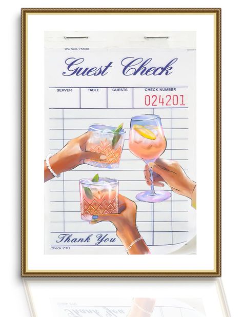 PRICES MAY VARY. Title: Guest Check Wall Art Retro Trendy Cocktail Poster Trendy Bar Cart Wall Decor Room Aesthetic Canvas Picture Painting Colorful Champagne Print Happy Hour Pink Girly Preppy Style Unframed Size: 12x16. Product Type: Categories > Wall Art > Posters & Prints Trendy Bedroom Art, Cool Apartment Wall Decor, Cute Wall Art Painting, Girly Bar Cart Ideas, Apartment Prints Wall Art, House Decor College, Grandmillenial Coastal, Cool Wall Prints, Wall Decor College Apartment