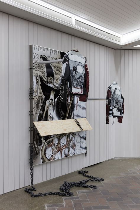 Jordan Wolfson, Paint Plywood, Painting On Photographs, Contemporary Art Installation, Art Construction, Central Idea, Studded Leather Jacket, Institute Of Contemporary Art, Cleveland Museum Of Art