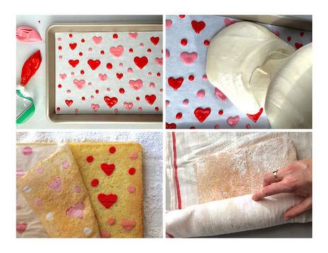 Strawberry Cake Roll, Strawberry Cream Cheese Filling, Cake Batter Recipes, Swiss Roll Cakes, Jelly Roll Cake, Strawberry Roll Cake, Valentine Strawberries, Bolu Gulung, Strawberry Cream Cakes