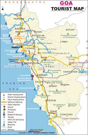 Goa Tourism Map. Goa Tourist Map, Goa Map, Goa Hotels, Goa Tourism, Indian Map, Goa Food, Goa Trip, Goa Beach, South Goa