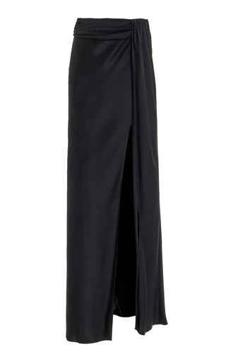 Lapointe Fashion Collections For Women | Moda Operandi Maxi Pencil Skirt, Satin Maxi Skirt, Office Wardrobe, Black Drapes, Floor Length Skirt, Satin Maxi, Sequin Top, Significant Other, Matching Top