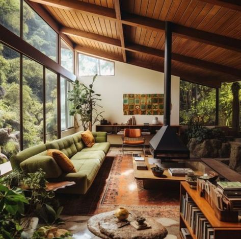 California Modern Aesthetic, Madmen Interior Design, Retro Backyard Ideas, Eichler Interior, Danish Style Home, Dark Mid Century Modern, 1950s Interior Design, Midcentury Living, Scandi Minimalist