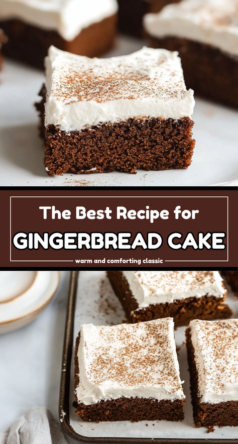 Gingerbread Cake is a timeless favorite, especially during the fall and winter months. Its deep molasses flavor paired with warm spices like ginger and cinnamon makes it the perfect dessert for family gatherings or festive celebrations. Cake Like Gingerbread Cookies, Gingerbread Cake From Box Cake, Gingerbread Topping Ideas, Ginger Bread Cake Mix Recipes, Pumpkin Gingerbread Cake, Gingerbread Recipe Loaf, Icing For Gingerbread Cake, Holiday Spice Cake, Gumdrop Loaf