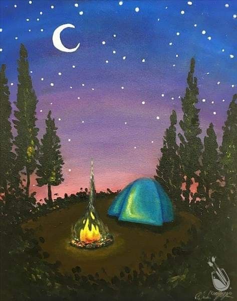 Campfire Painting, Nature Paintings Acrylic, Daily Illustration, Painting With A Twist, Small Canvas Paintings, Painting Party, Summer Painting, Textured Canvas, Textured Canvas Art