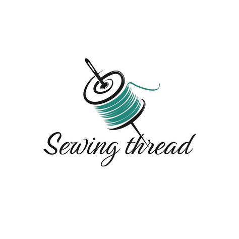 Vector illustration of a vintage logo for a tailor's workshop and a handmade clothing store. design schedule for logo abstract spool with thread and needle Textile Logo Design Ideas, Thread Logo Design, Needle And Thread Logo, Quilt Logo, Tailoring Logo Design Ideas, Threads Logo, Tailor Logo Design, Thread Logo, Sewing Logo Design