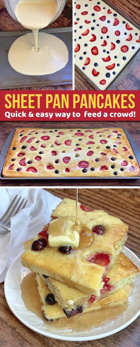 Breakfast Ideas For A Crowd, Quick And Easy Breakfast Ideas, Sheet Pan Pancakes, Pan Pancakes, God Mad, Easy Breakfast Ideas, Christmas Breakfast, Deilig Mat, Breakfast Brunch Recipes