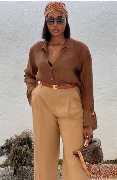 Chocolate Outfits For Women, Colorful Office Outfits, Brown Outfits For Black Women, Neutral Monochromatic Outfit, All Brown Outfit, Neutral Color Outfits, Colorful Office, Warm Browns, Monochromatic Outfit