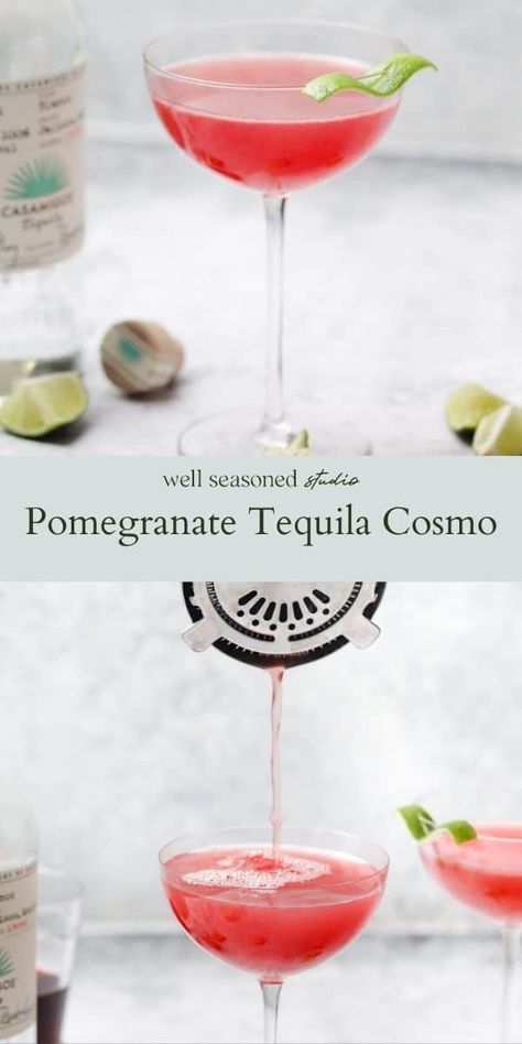 Tequila Pomegranate Cocktails, Tequila Martinis, Tequila Cosmo, Easy Tequila Cocktails, Pomegranate Tequila, Elegant Drinks, Tequila Martini, Tequila Drinks Recipes, Pomegranate Drinks