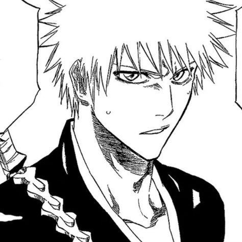 Ichigo Manga Black And White, Bleach Manga Icons Black And White, Ichigo Kurosaki Manga Icon, Ichigo Manga Pfp, Ichigo Pfp Manga, Bleach Ichigo Manga, Bleach Icon Manga, Ichigo Manga Icon, Ichigo Kurosaki Manga