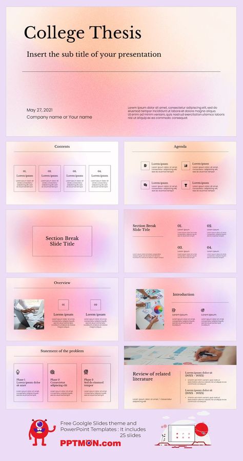 Gradients College Thesis Free Presentation Template – Google Slides Theme and PowerPoint Template

#FREEPPTTEMPLATE, #PPTDESIGN, #POWERPOINTDESIGN, #POWERPOINTTEMPLATE, #GOOGLESLIDES, #GOOGLESLIDESTHEME, #GOOGLEPRESENTATION, #PRESENTATIONDESIGN, #FREEPOWERPOINTTEMPLATES Powerpoint Inspo School, Powerpoint Ideas School, Thesis Template Design, School Presentation Ideas Google Slides, All About Me Google Slides Ideas, Google Slides Inspo School, Preppy Google Slides Ideas, Beautiful Slides Presentation, Google Slide Project Ideas
