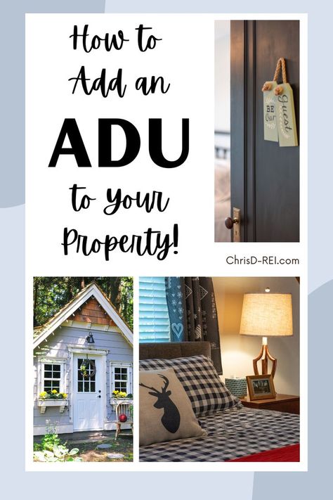 There are several types of ADU’s that you can build, depending on your goals and your local municipal codes. The top approaches to adding an ADU include: attached ADU’s such as basement suites or conversions of existing space, detached ADUs such as garden suites or garage conversions, and lastly, above garage suite additions. Adu Attached To House, Adu Addition, Attached Adu, Garage Suite, Garden Suite, Garage Conversion, Home Addition, Real Estate Investing, Basement